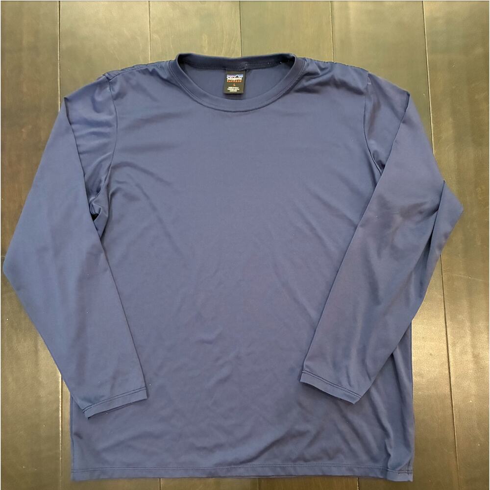 Patagonia Capilene Base Layer Long Sleeve Shirt Navy Blue Made In USA Men's L